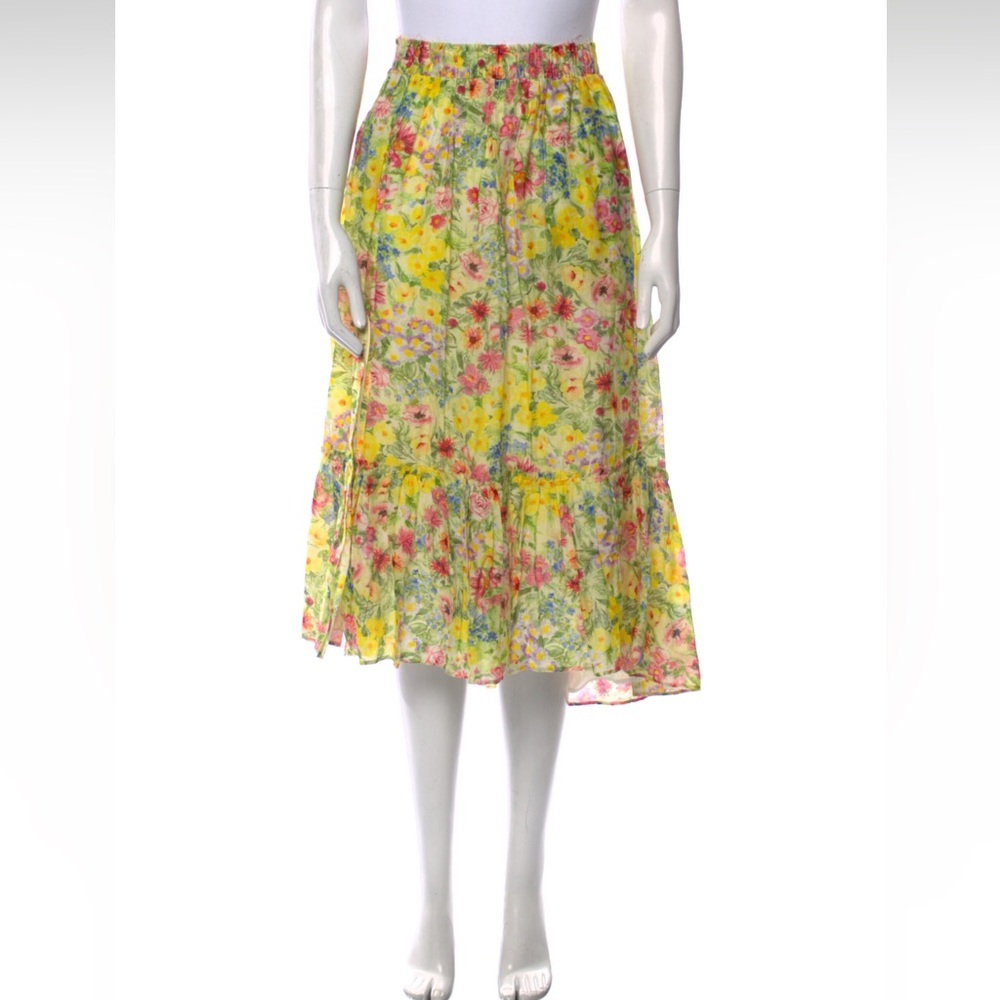 Love Shack Fancy Kamala Floral Yellow Skirt NEW w/ Tags
